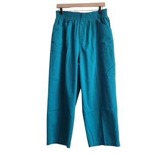 VTG Honors Teal Elastic Waist High Rise Straight Leg Pull On Pants